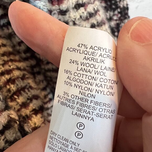 Lucky Brand Duster Cardigan Womens Size Large Boho Wool Longline Metallic Thread - Picture 12 of 16